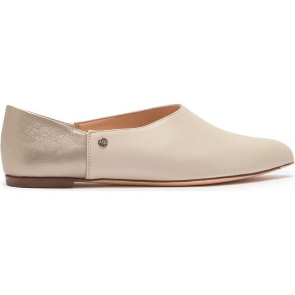 Attilio Giusti Leombruni Flat AGL cream metallic silver gold italian leather - Picture 3 of 5